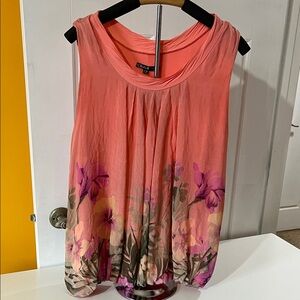 CHARLIE B Pink Floral Sleeveless Blouse